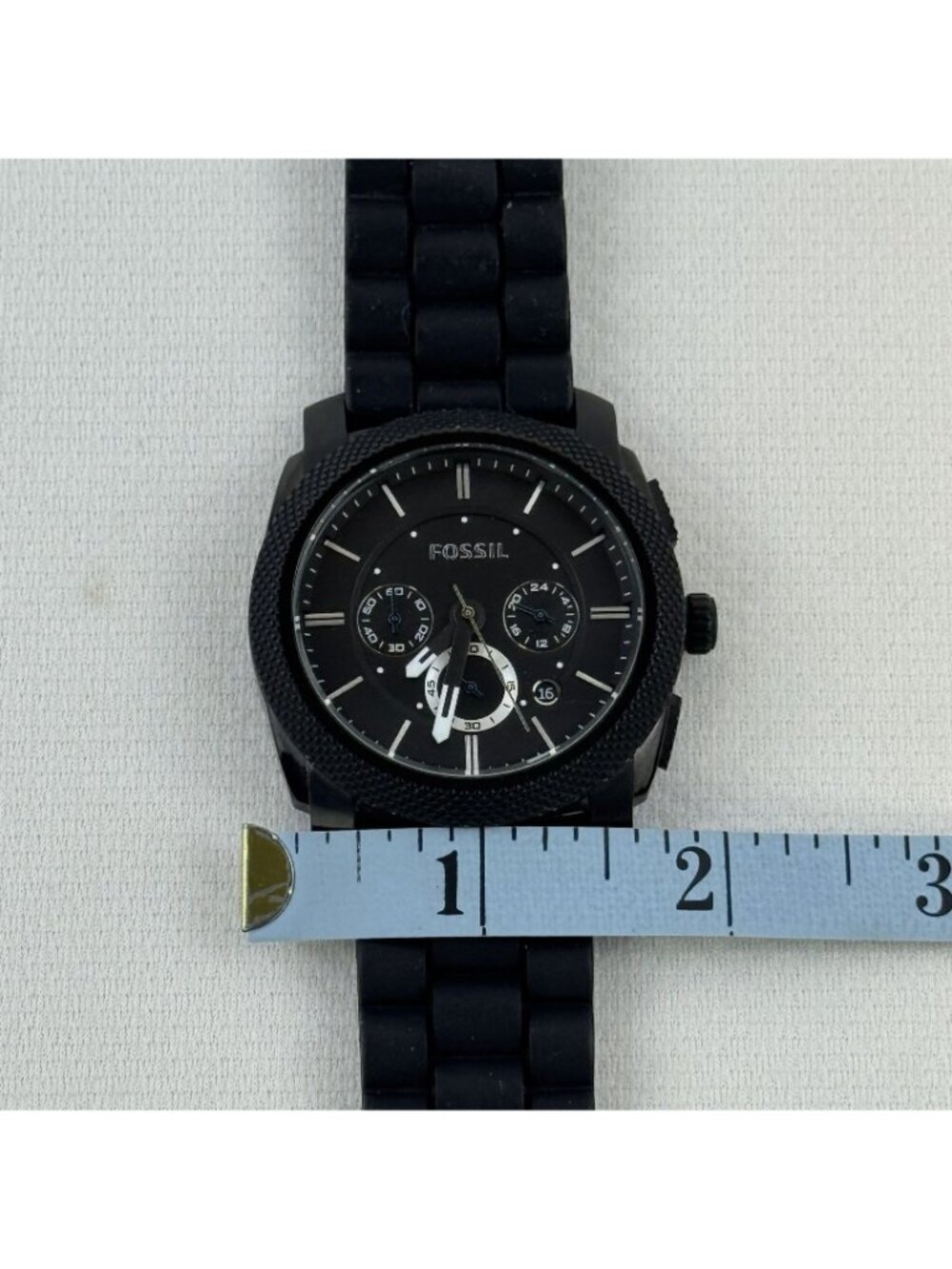 Fossil Mens Black Stainless Steel Chronograph Watch FS-4487 Silicone Strap - Picture 9 of 16